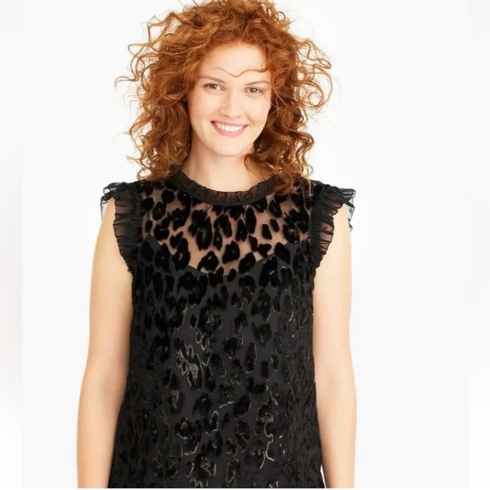 JCrew Black Leopard Print Sleeveless Top Sz 2 NWT.
